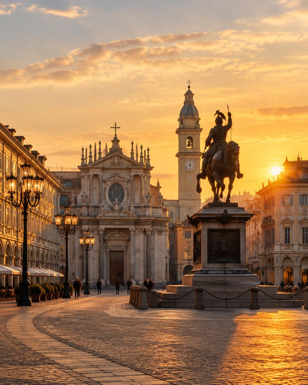 Piazza San Carlo a Torino in una giornata di sole